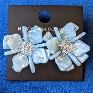 Blue Floral Stud Earrings